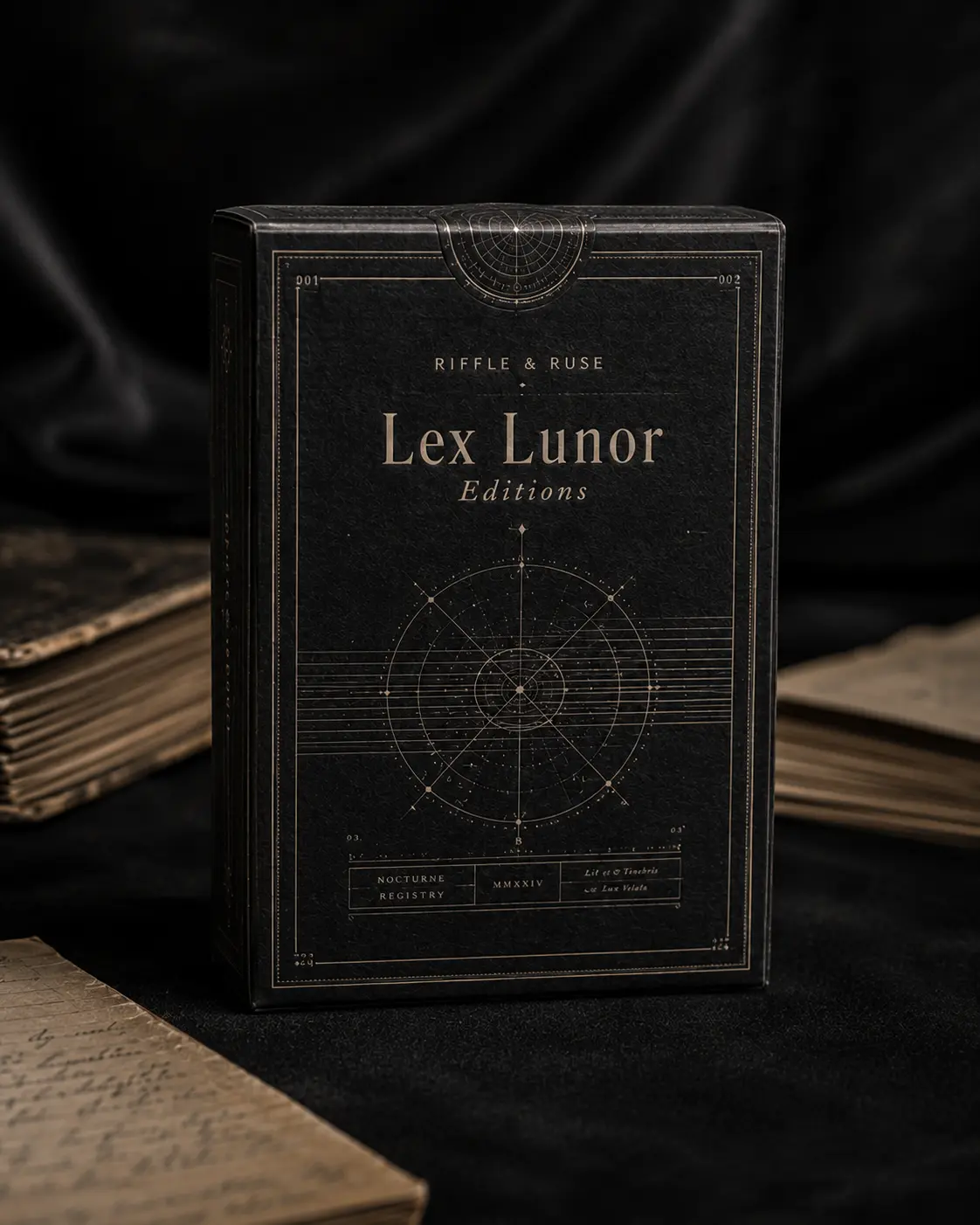 Black Lex Lunor tuck case on dark cloth